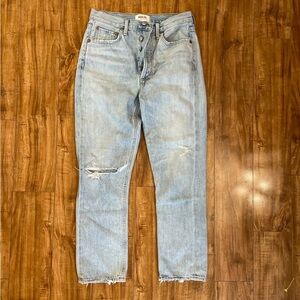 AGOLDE Women’s Riley High Rise Straight Distressed Crop Ankle Jean Size 26